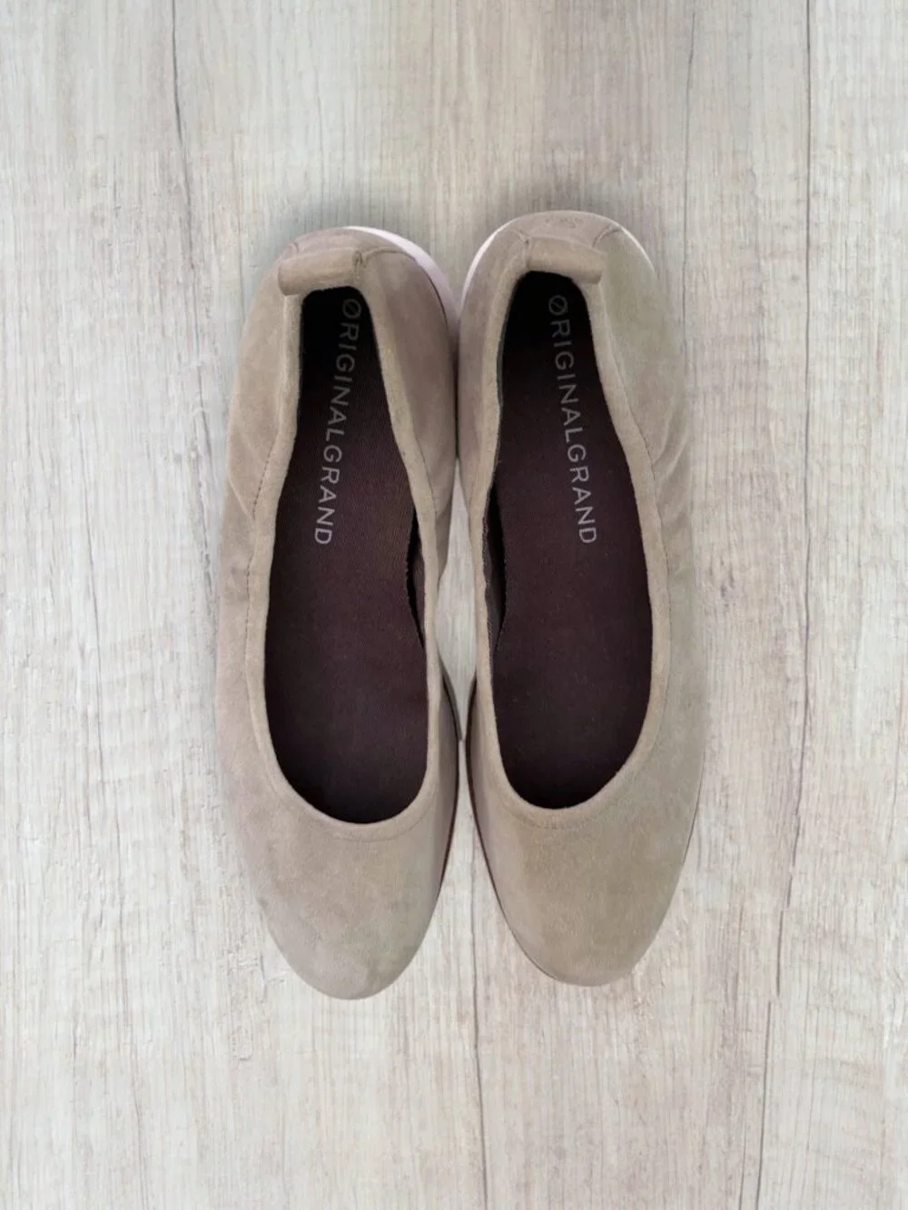 Cole Haan Original Grand Linea Suede Ballet Flats Taupe Beige Women's 8 Comfort